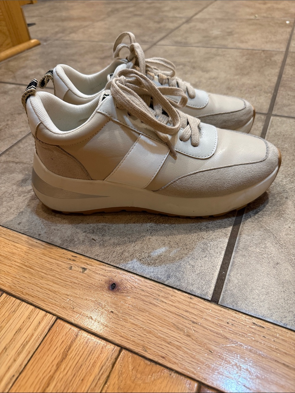 ShuShop Cream and White Women's Platform Sneakers